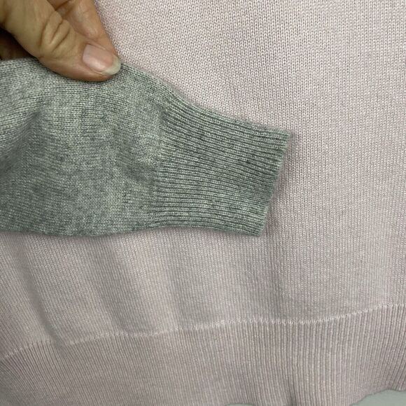 VTG Theory Silk Cashmere Sweater Womens Small Pink Gray Colorblock Soft Luxury - Picture 6 of 10